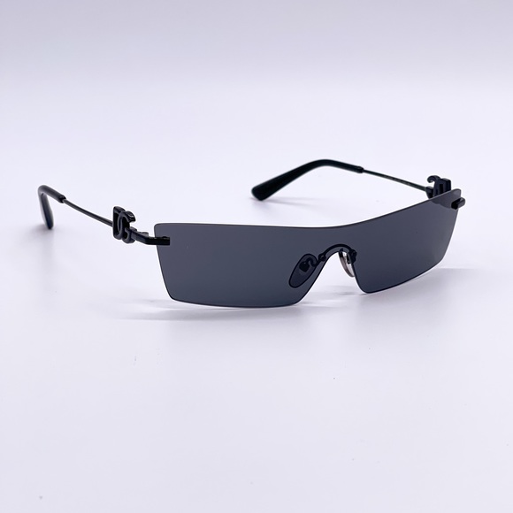 NEW DOLCE&GABBANA DG2292 01/87 SHIELD WOMEN SUNGLASSES DG 2292 BLACK - Picture 11 of 14